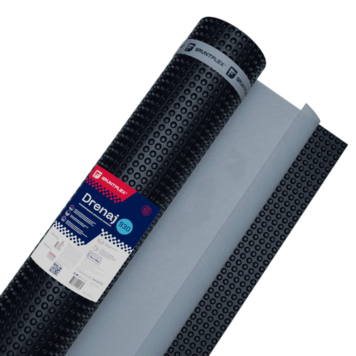 Профилированная мембрана Gruntflex Drenaj 930, 2х20 м 40 кв.м