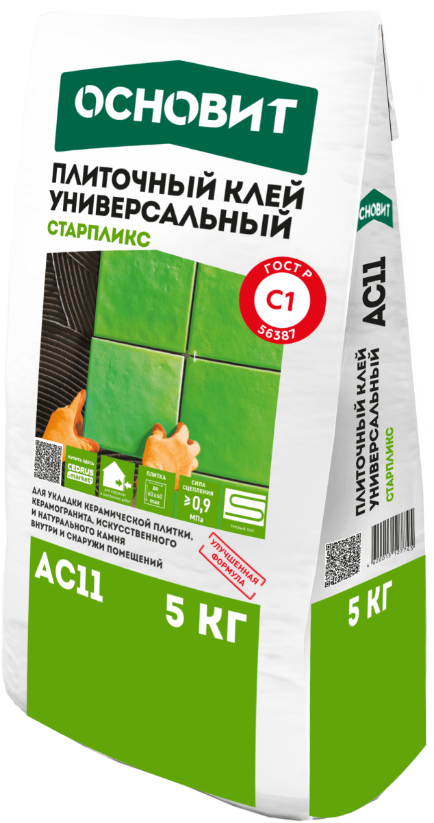 Клей универсальный для плитки Основит Старпликс AC11 [C1], 25 кг