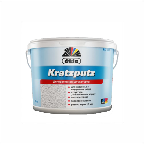 Штукатурка для фасадных и внутренних работ Dufa KRATZPUTZ AUSSEN D227 (Белый), 20 кг