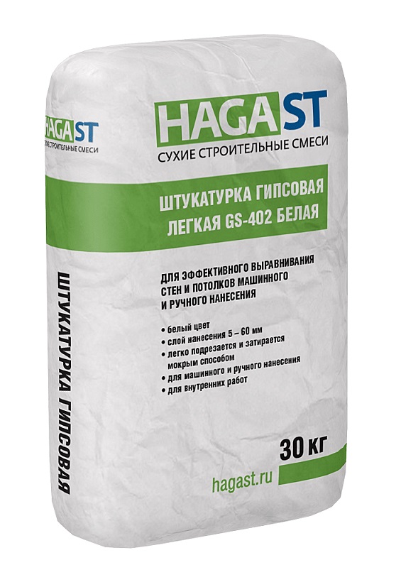 Штукатурка гипсовая GS-402 белая, 30 кг