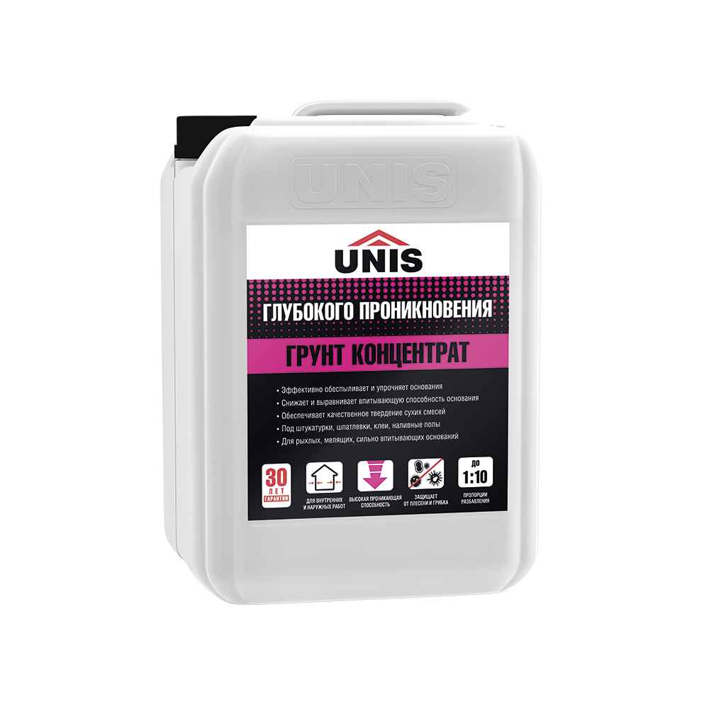 Акриловый полимерный грунт концентрат UNIS, 10 л