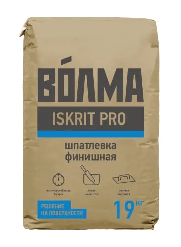 Шпатлевка финишная ручного и машинного нанесения "ВОЛМА-ISKRIT Pro", 19 кг