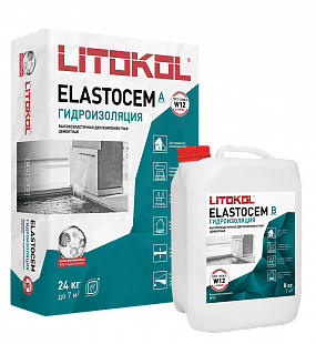 Двухкомпонентная эластичная полимерцементная гидроизоляция ХИТ ELASTOCEM (Комплект)