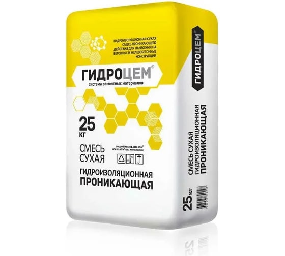Гидроизоляция Гидроцем проникающая, 25 кг