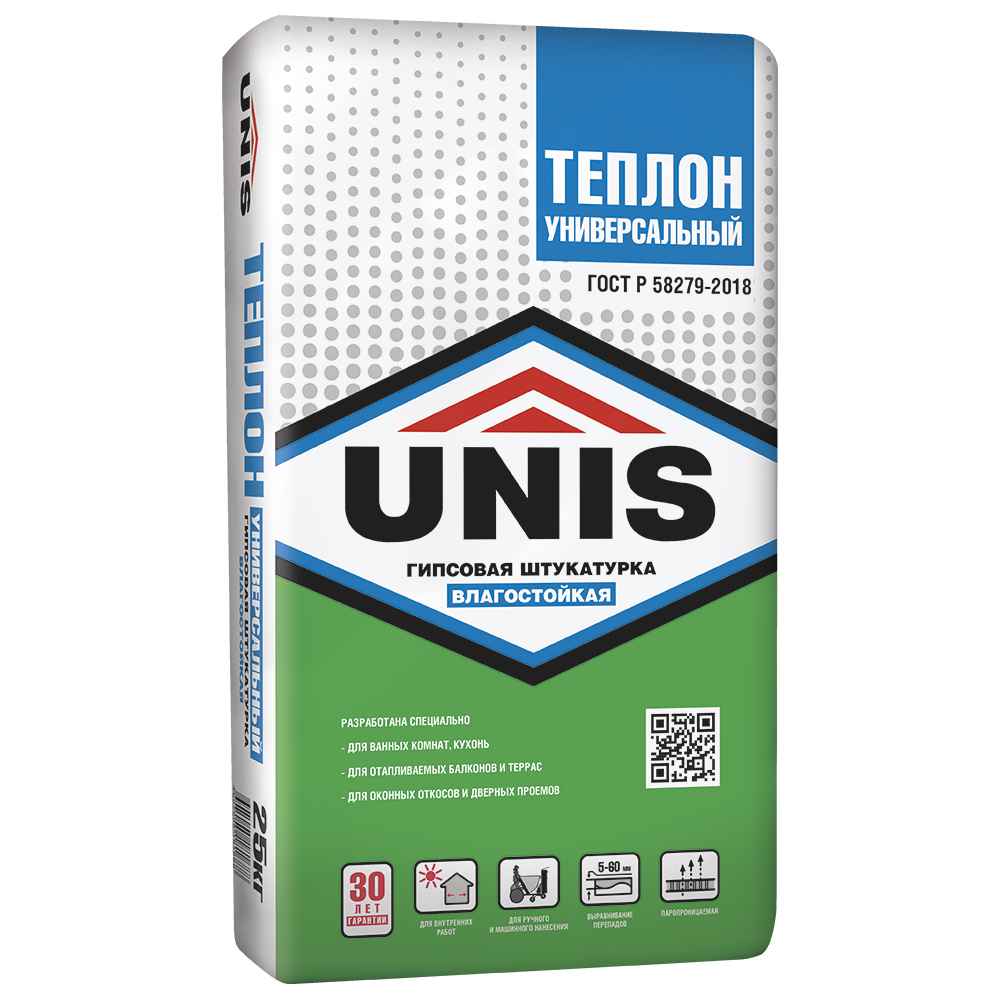 Влагостойкая гипсовая штукатурка ТЕПЛОН УНИВЕРСАЛЬНЫЙ UNIS, 25 кг