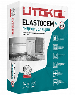 Гидроизоляция полимерцементная эластичная двухкомпонентная ELASTOCEM компонент А, 24 кг