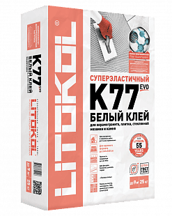 Клей эластичный для плитки, керамогранита и камня SUPERFLEX K77 БЕЛЫЙ (класс С2 TE S1)