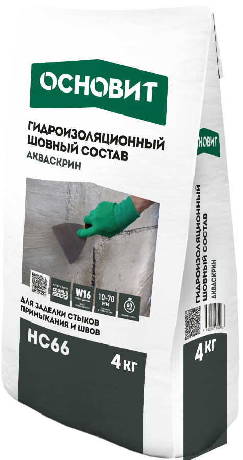 Шовный гидроизоляционный состав с проникающим эффектом Акваскрин HC66, 4 кг 