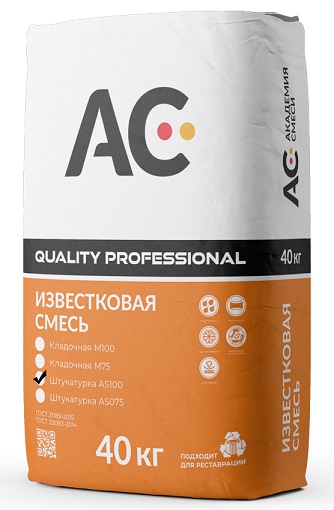 Штукатурка известковая AS100 (реставрационная) Академия Смеси, 40кг
