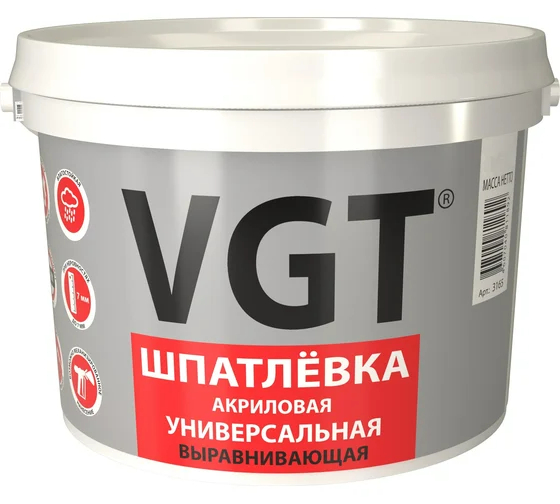 Акриловая универсальная шпаклевка 1 кг для наружных и внутренних работ VGT
