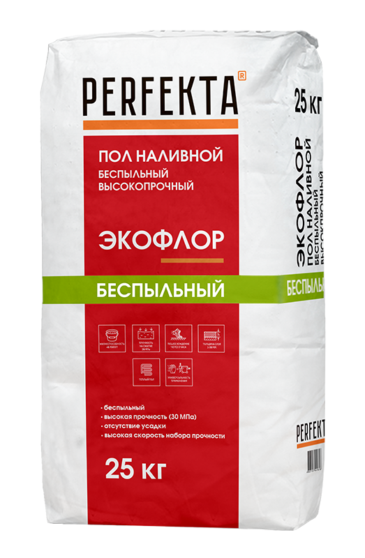 Пол наливной беспыльный высокопрочный Экофлор Perfekta, 25 кг