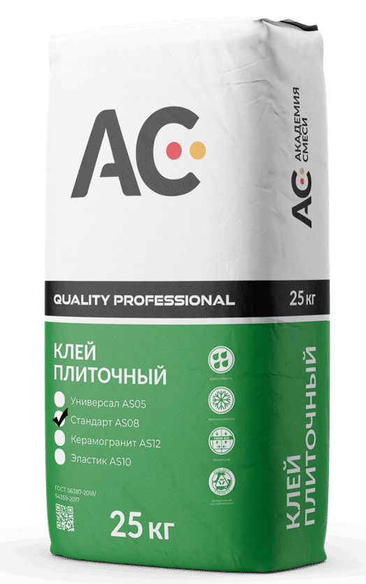 Клей плиточный Стандарт AS08 Академия Смеси, 25кг