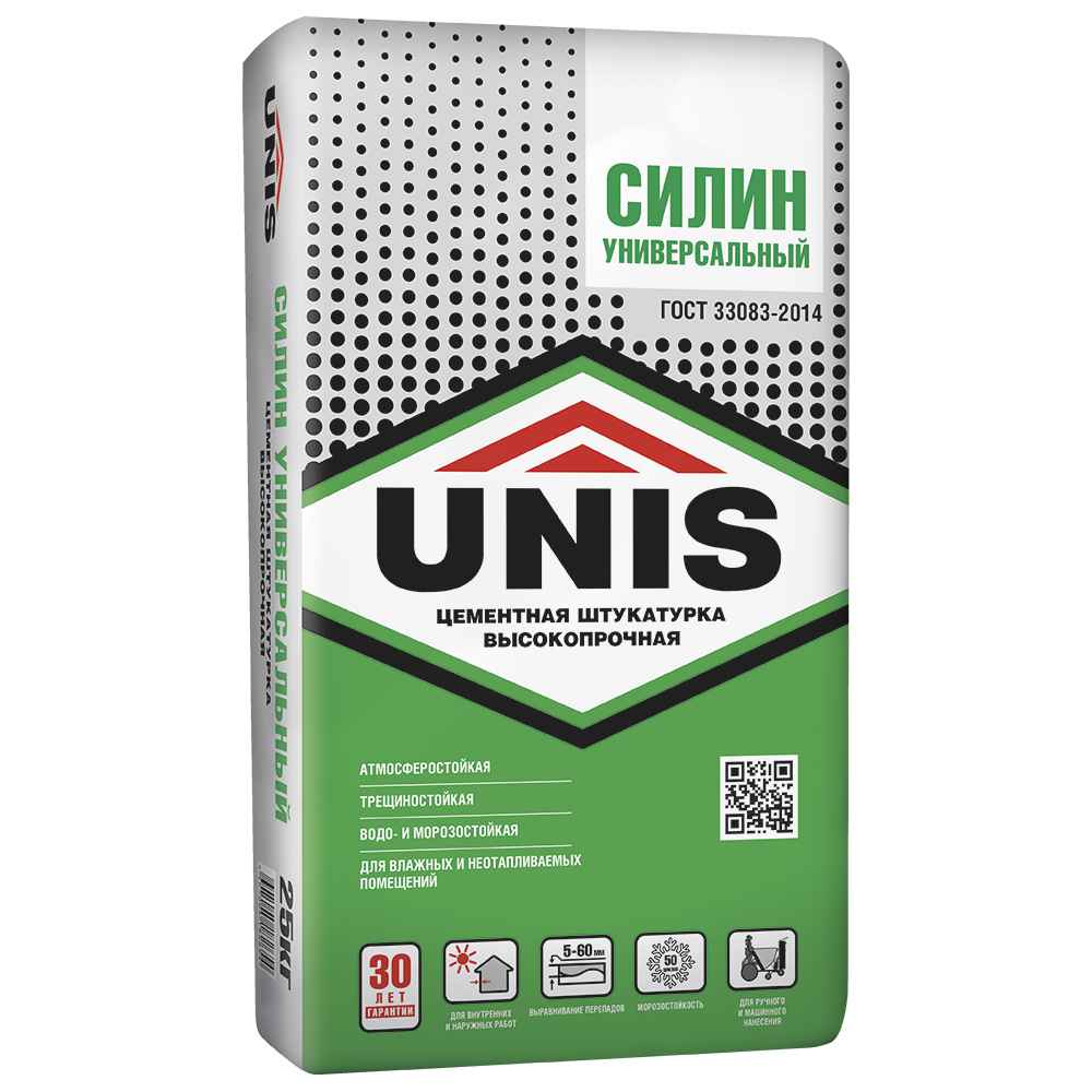 Универсальная цементная штукатурка СИЛИН УНИВЕРСАЛЬНЫЙ UNIS, 25 кг