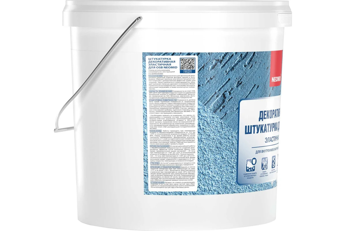 Штукатурка декоративная эластичная для плит OSB Н-Короед-6/беж NEOMID, 6 кг