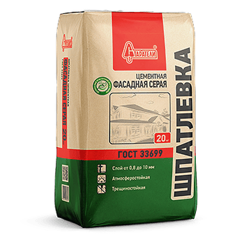 Шпатлевка цементная Фасадная серая Старатели, 20 кг