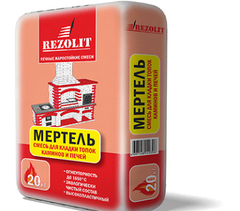 Смесь для кладки топок каминов и печей Мертель Rezolit, 20 кг