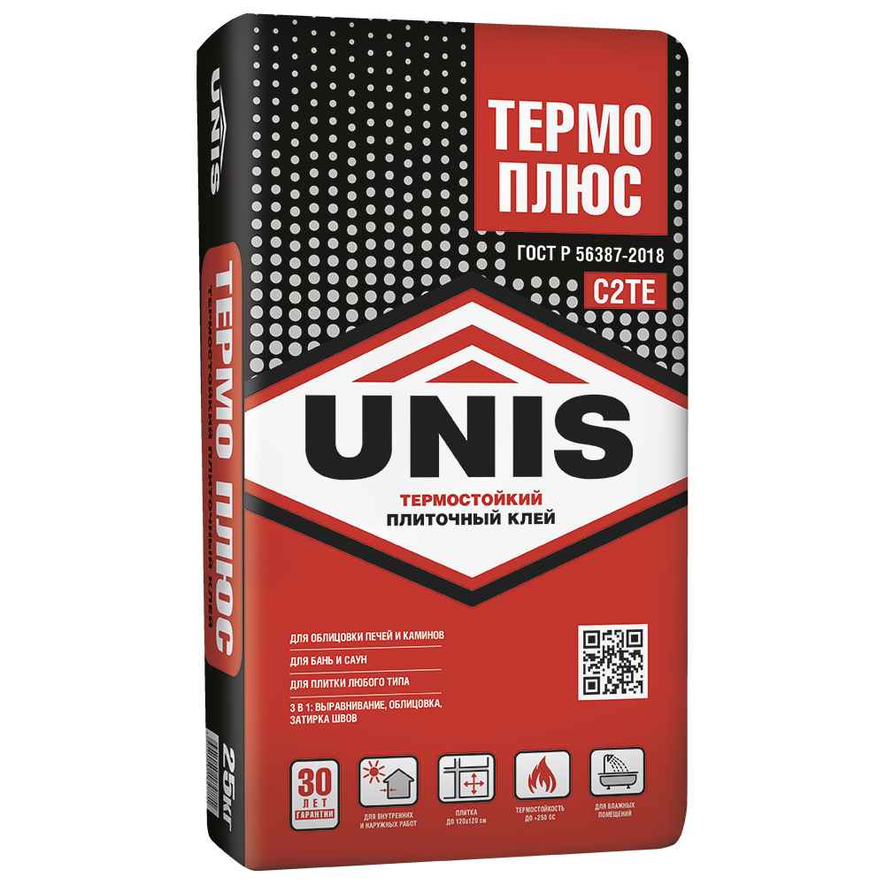 Термостойкий плиточный клей Термо Плюс, 25 кг